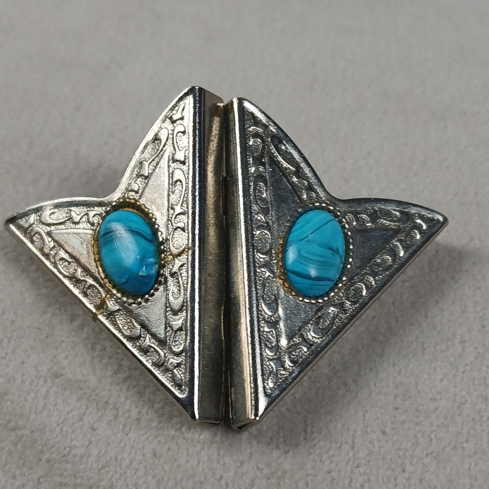 Silver Turquoise Collar Tips Western Cowboy Rodeo